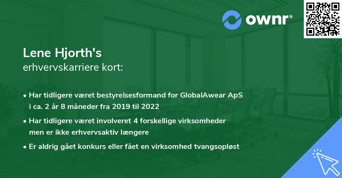 Lene Hjorth's erhvervskarriere kort