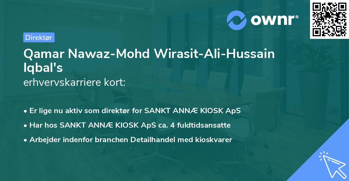 Qamar Nawaz-Mohd Wirasit-Ali-Hussain Iqbal's erhvervskarriere kort