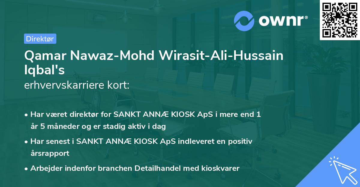 Qamar Nawaz-Mohd Wirasit-Ali-Hussain Iqbal's erhvervskarriere kort