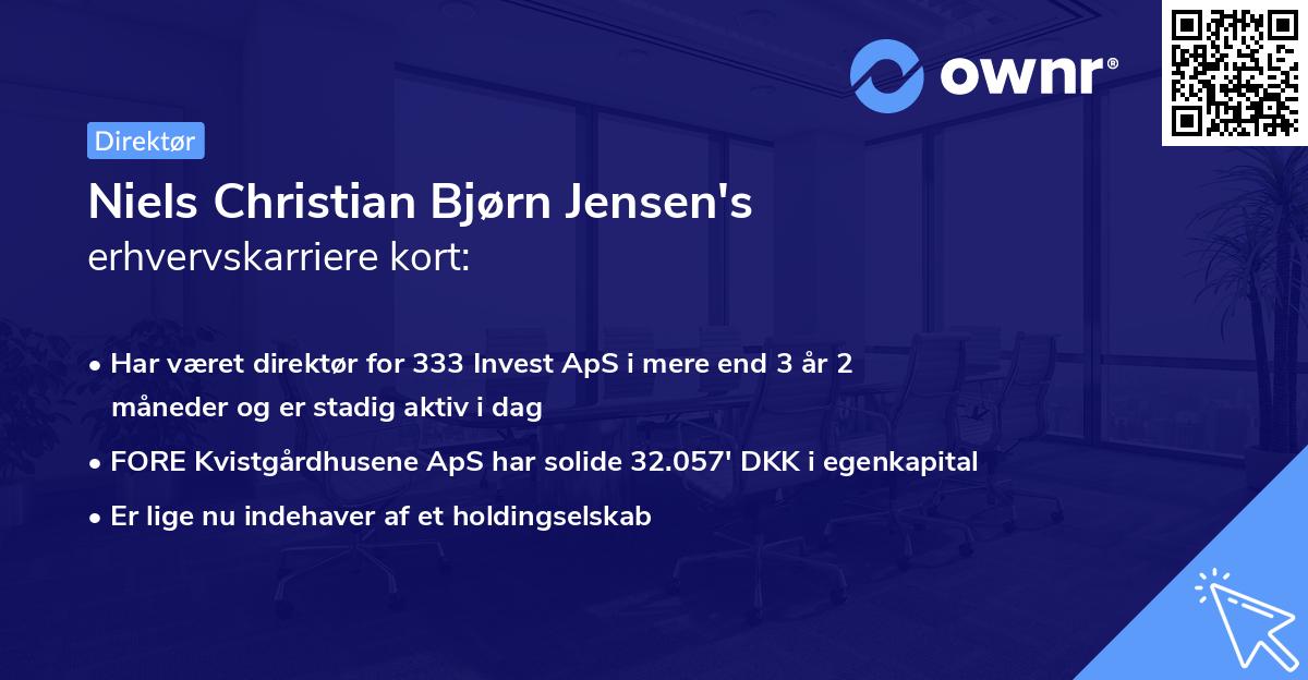 Niels Christian Bjørn Jensen's erhvervskarriere kort