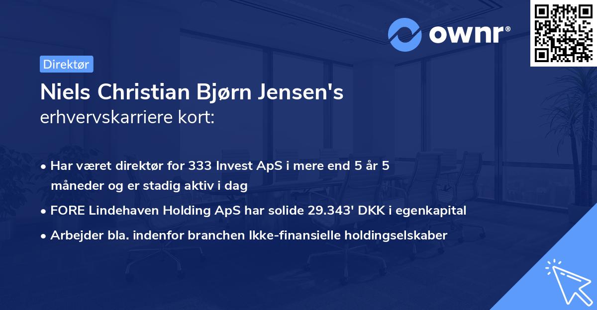 Niels Christian Bjørn Jensen's erhvervskarriere kort