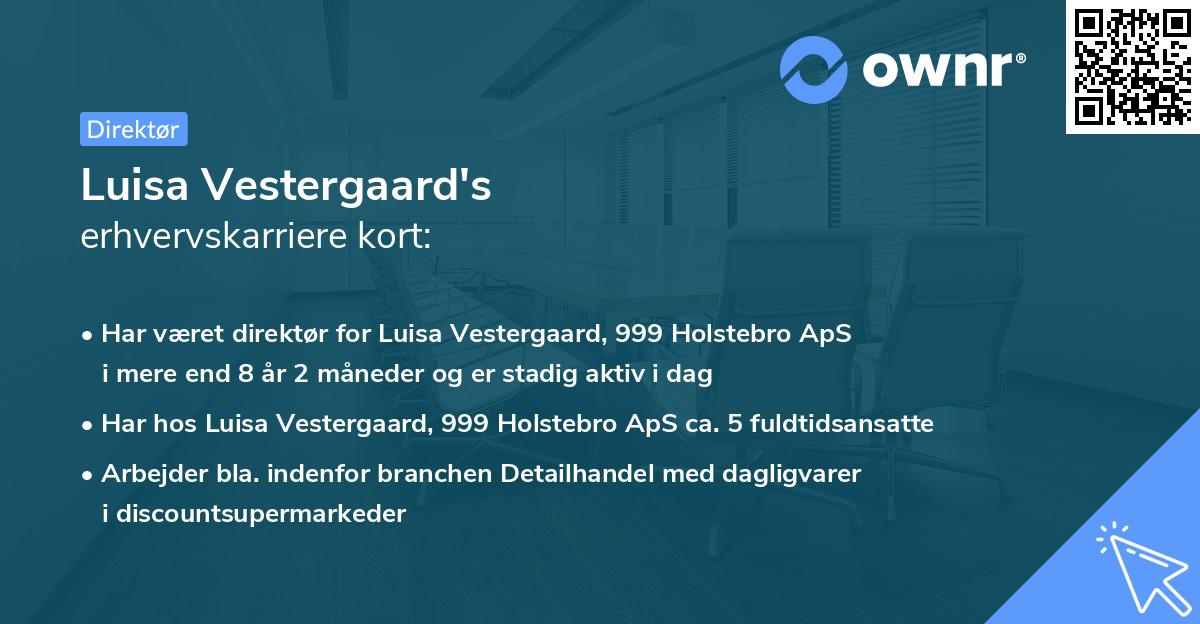 Luisa Vestergaard's erhvervskarriere kort