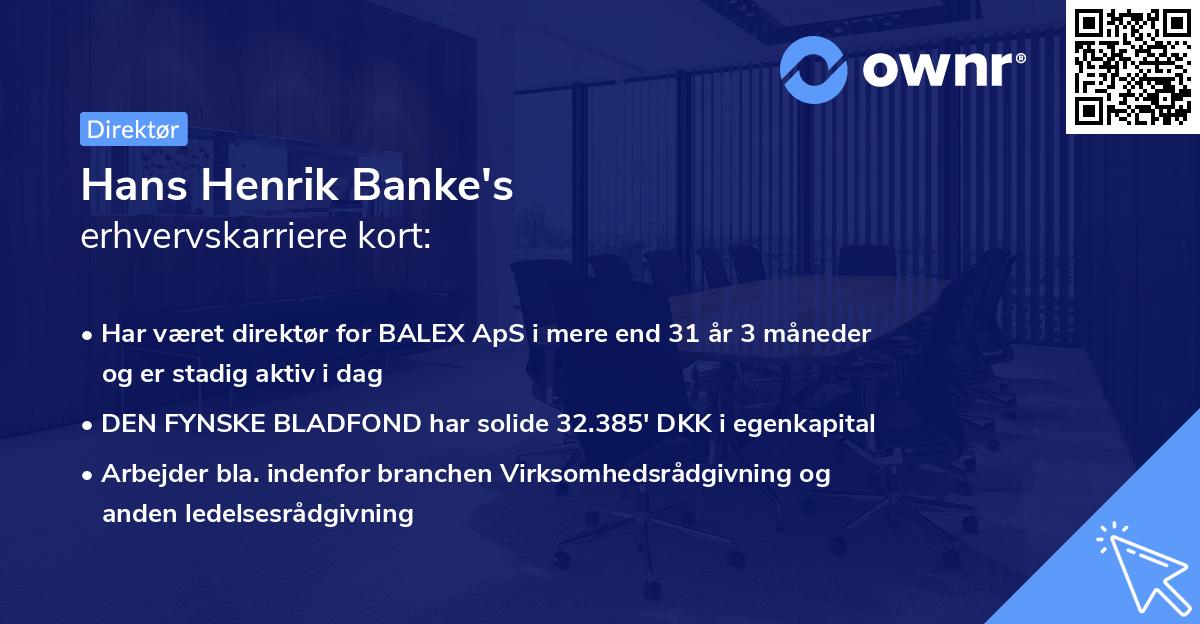 Hans Henrik Banke's erhvervskarriere kort
