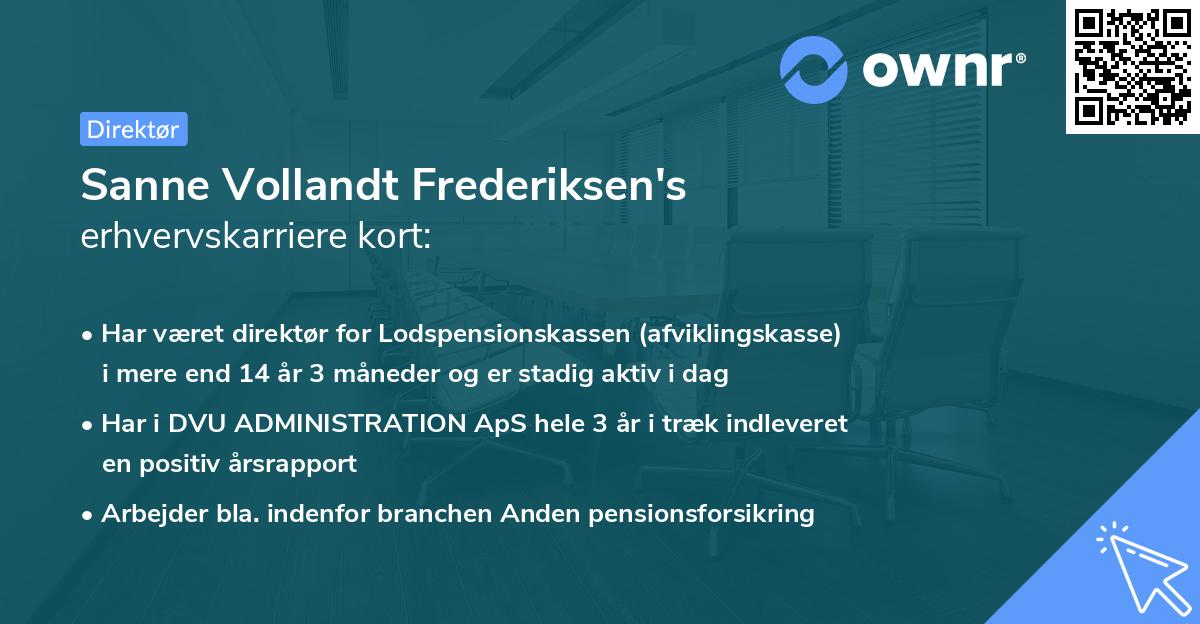 Sanne Vollandt Frederiksen's erhvervskarriere kort