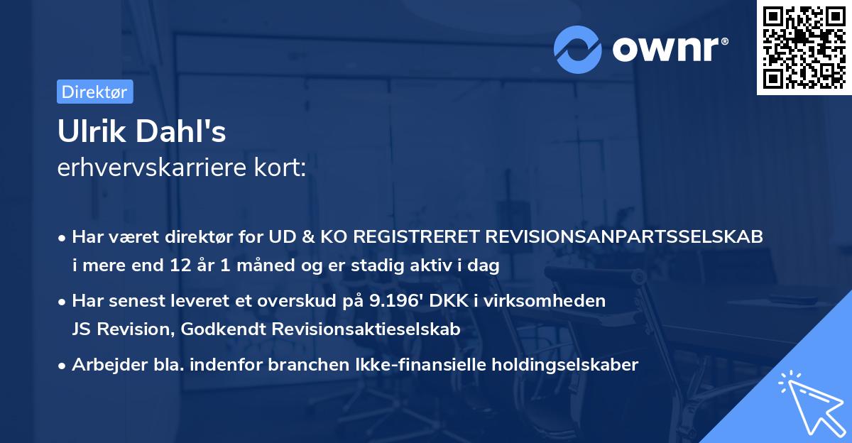 Ulrik Dahl's erhvervskarriere kort