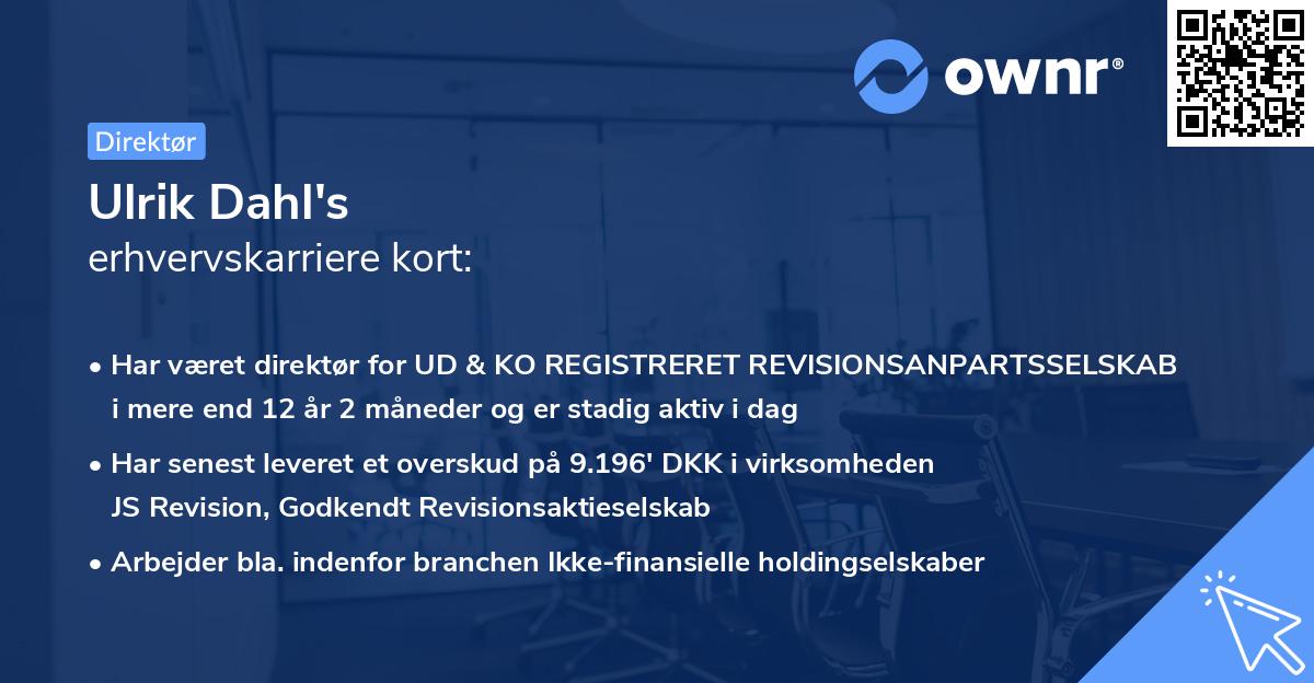 Ulrik Dahl's erhvervskarriere kort