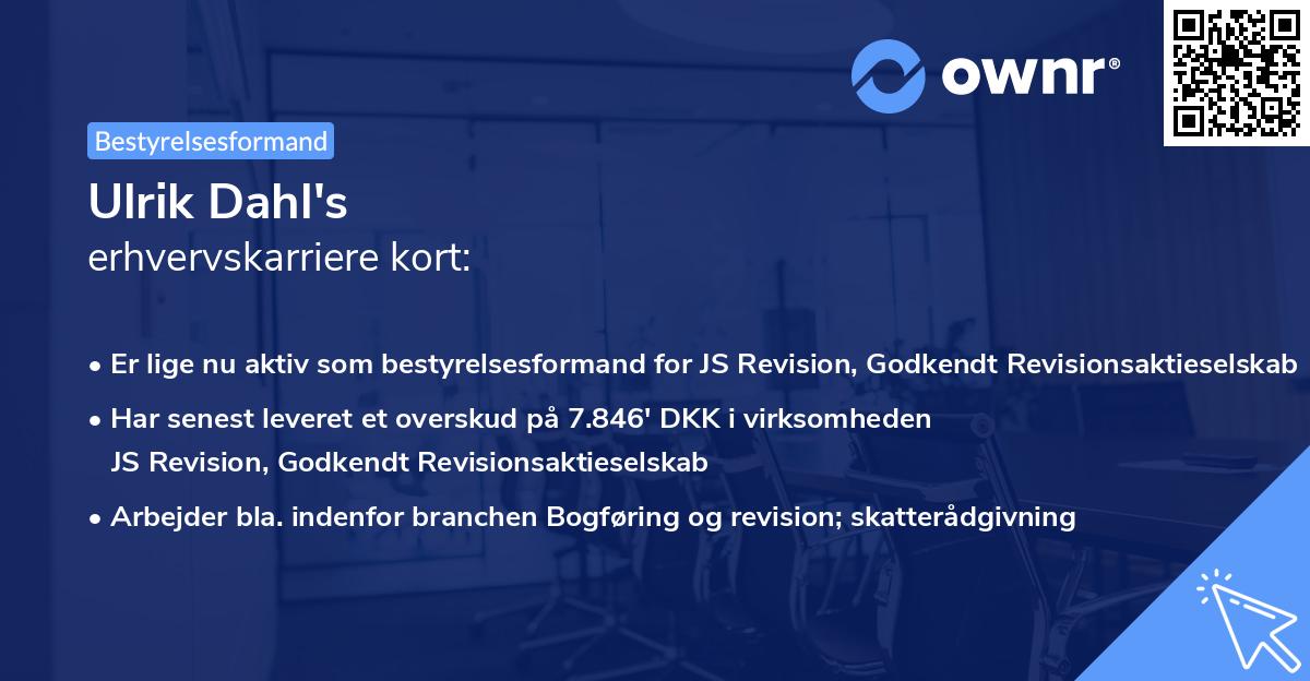 Ulrik Dahl's erhvervskarriere kort