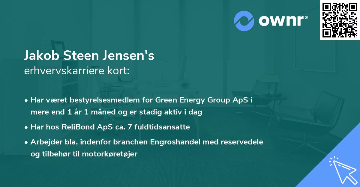 Jakob Steen Jensen's erhvervskarriere kort