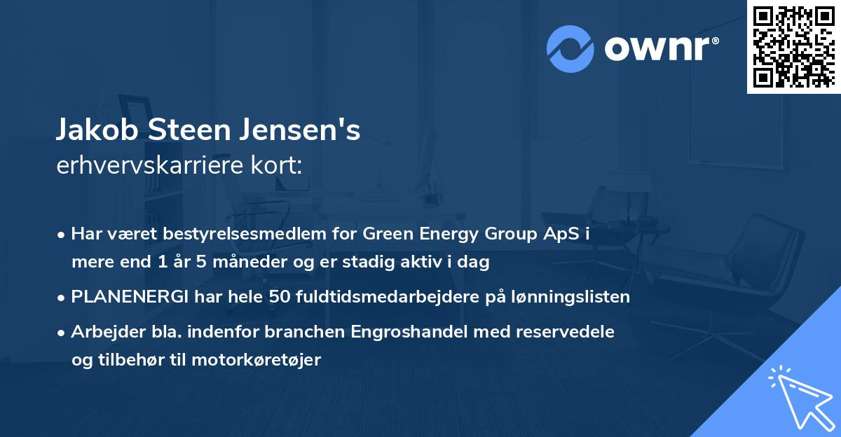 Jakob Steen Jensen's erhvervskarriere kort