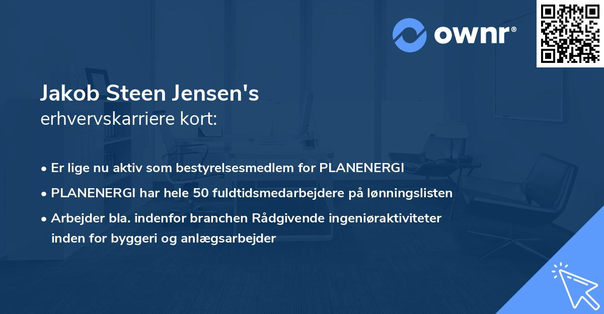 Jakob Steen Jensen's erhvervskarriere kort