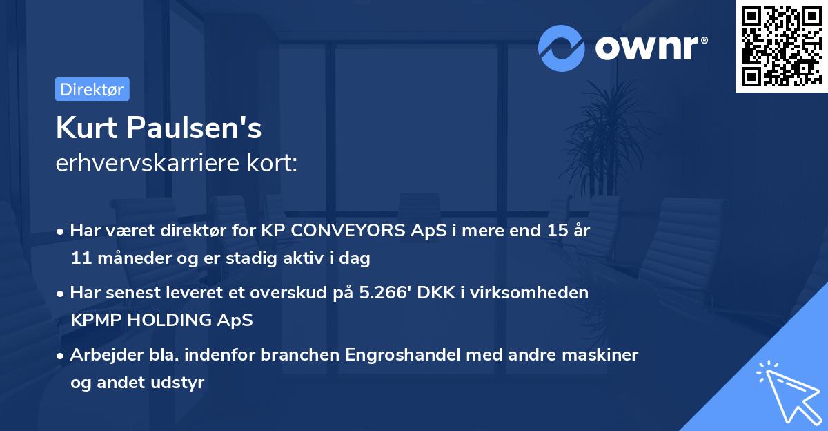 Kurt Paulsen's erhvervskarriere kort