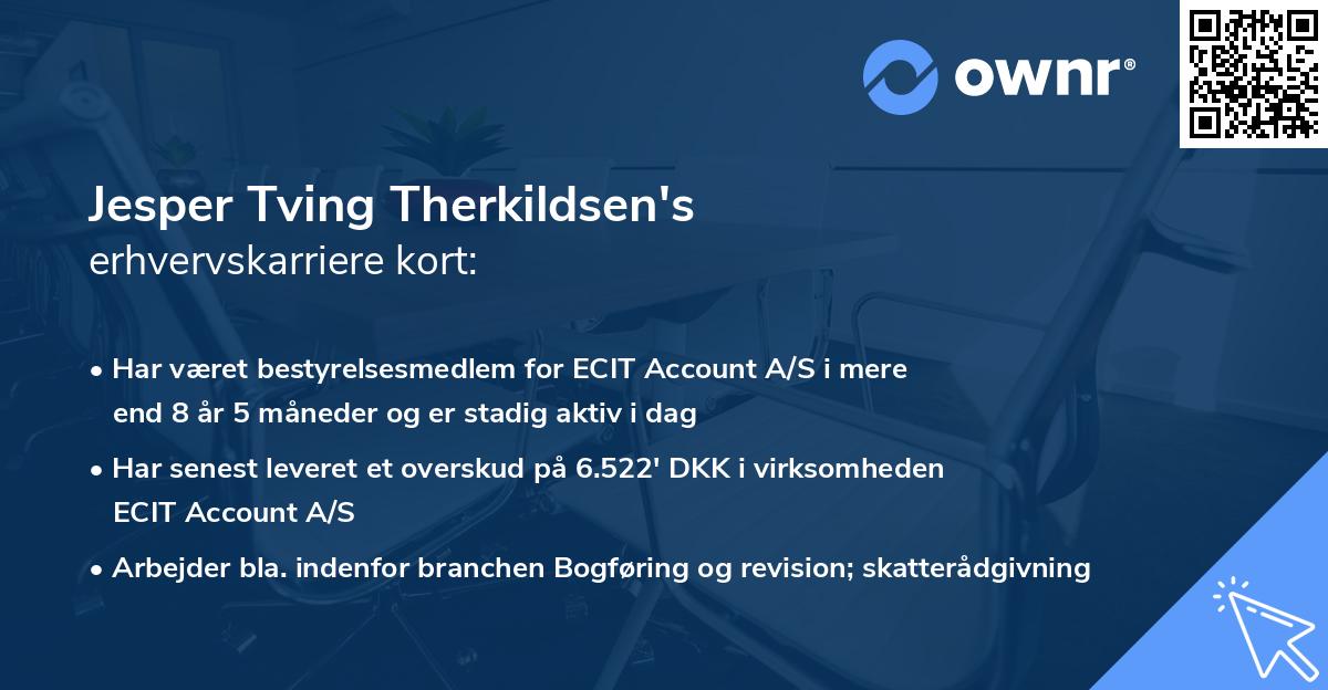 Jesper Tving Therkildsen's erhvervskarriere kort