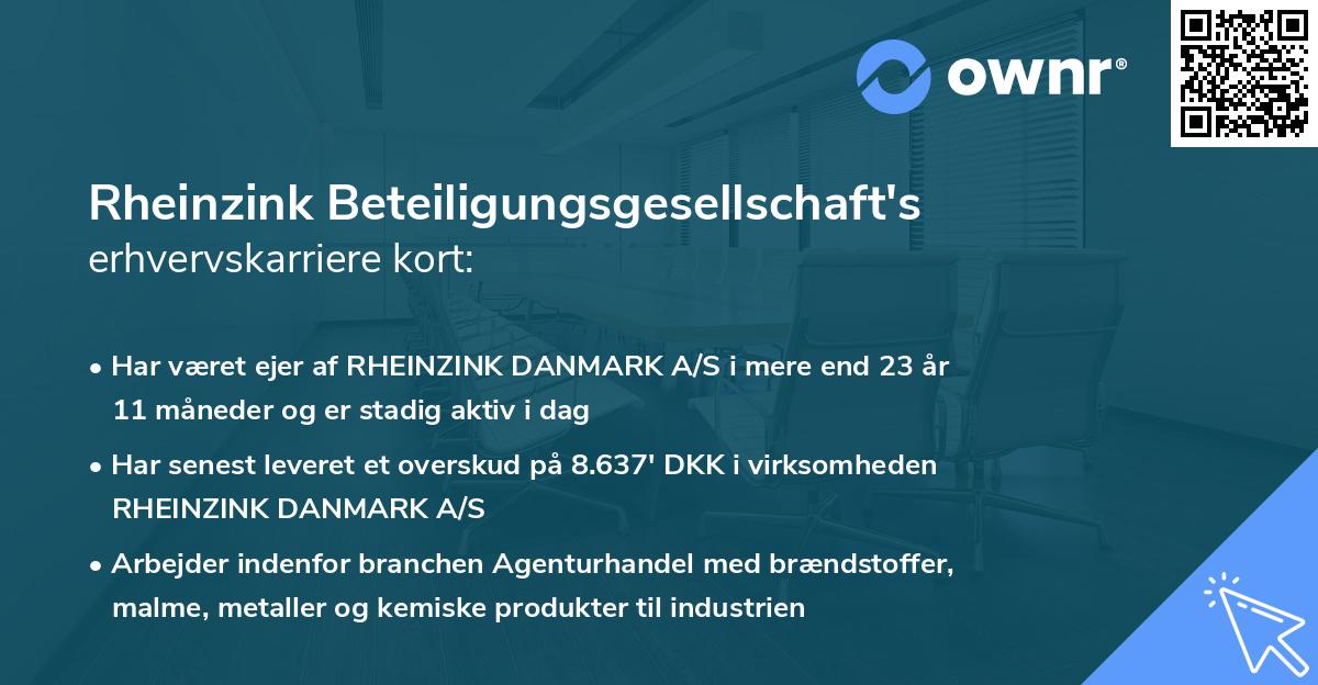 Rheinzink Beteiligungsgesellschaft's erhvervskarriere kort