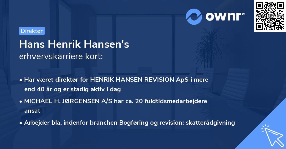 Hans Henrik Hansen's erhvervskarriere kort