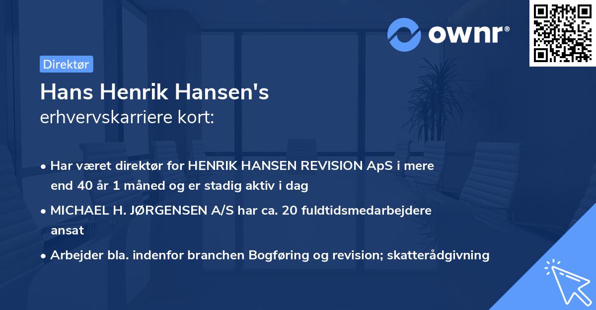Hans Henrik Hansen's erhvervskarriere kort