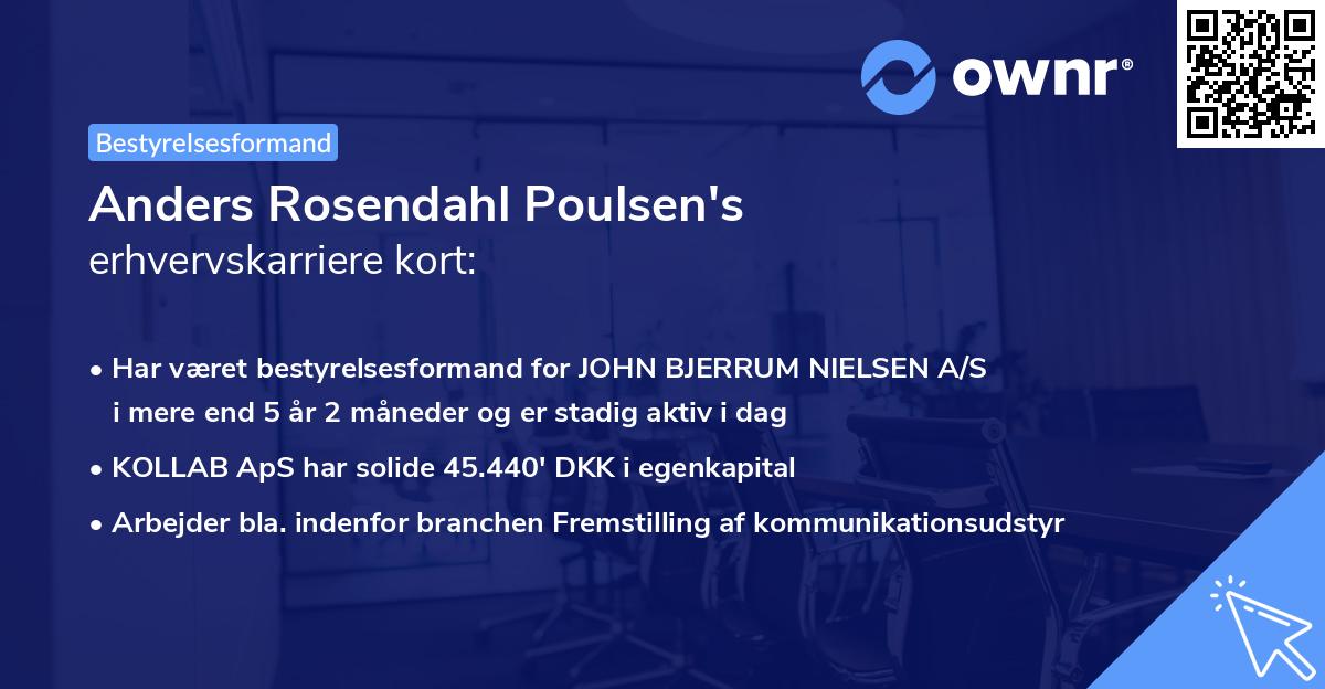 Anders Rosendahl Poulsen's erhvervskarriere kort
