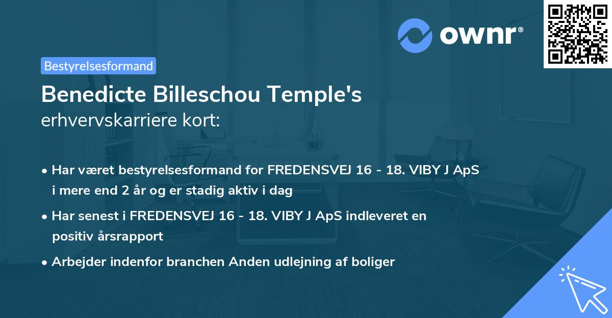 Benedicte Billeschou Temple's erhvervskarriere kort