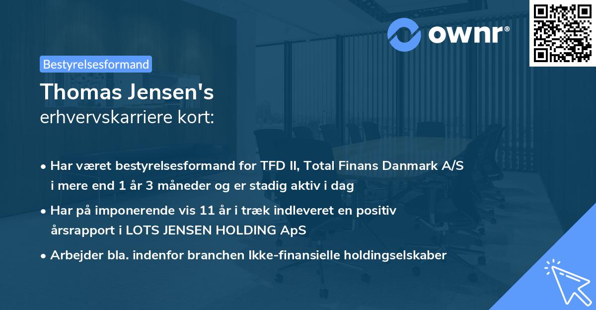 Thomas Jensen's erhvervskarriere kort