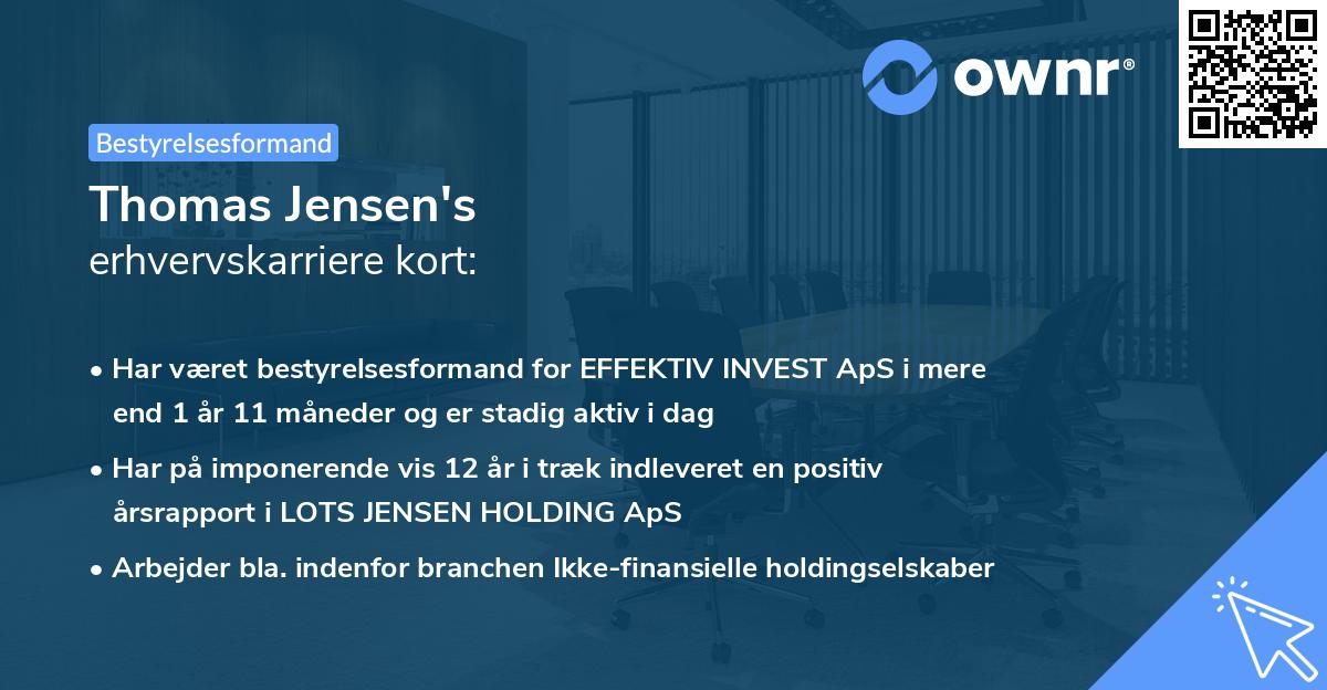 Thomas Jensen's erhvervskarriere kort