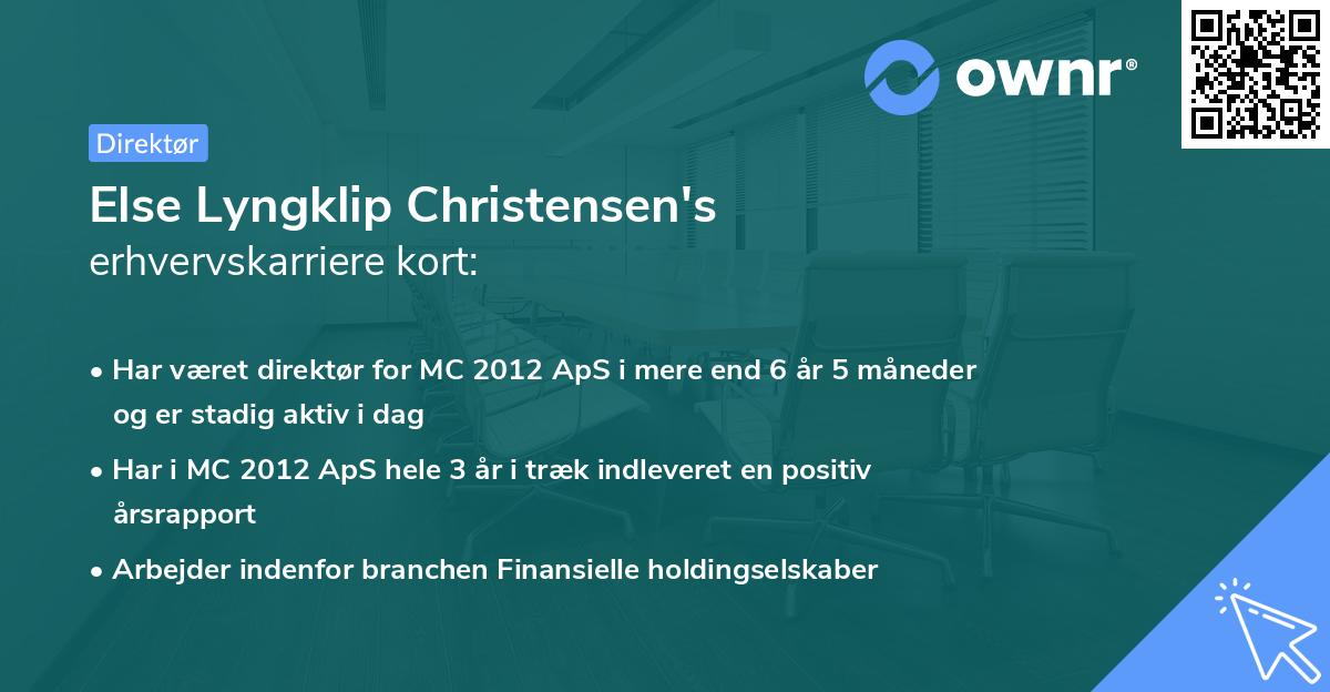 Else Lyngklip Christensen's erhvervskarriere kort