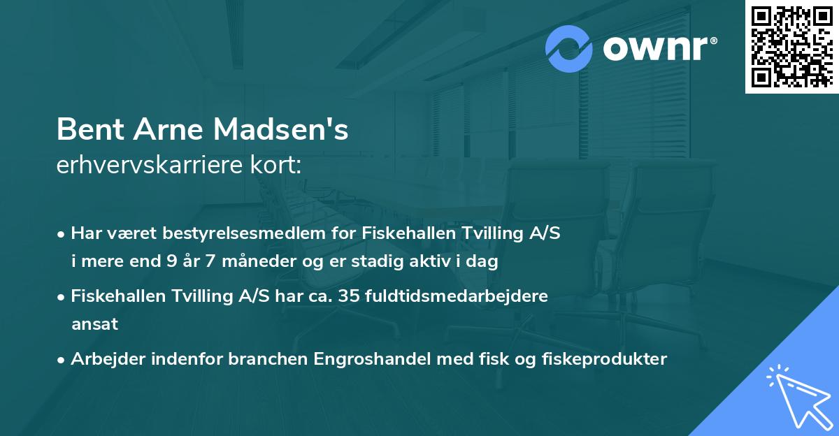 Bent Arne Madsen's erhvervskarriere kort
