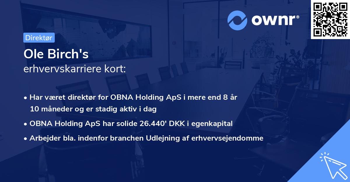 Ole Birch's erhvervskarriere kort