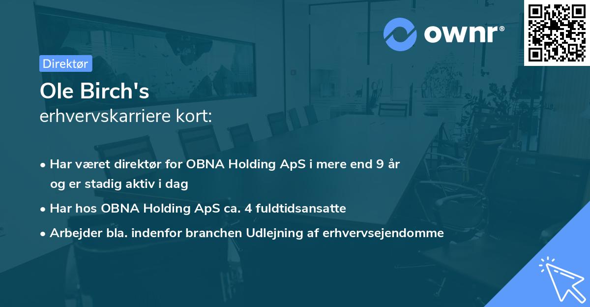 Ole Birch's erhvervskarriere kort
