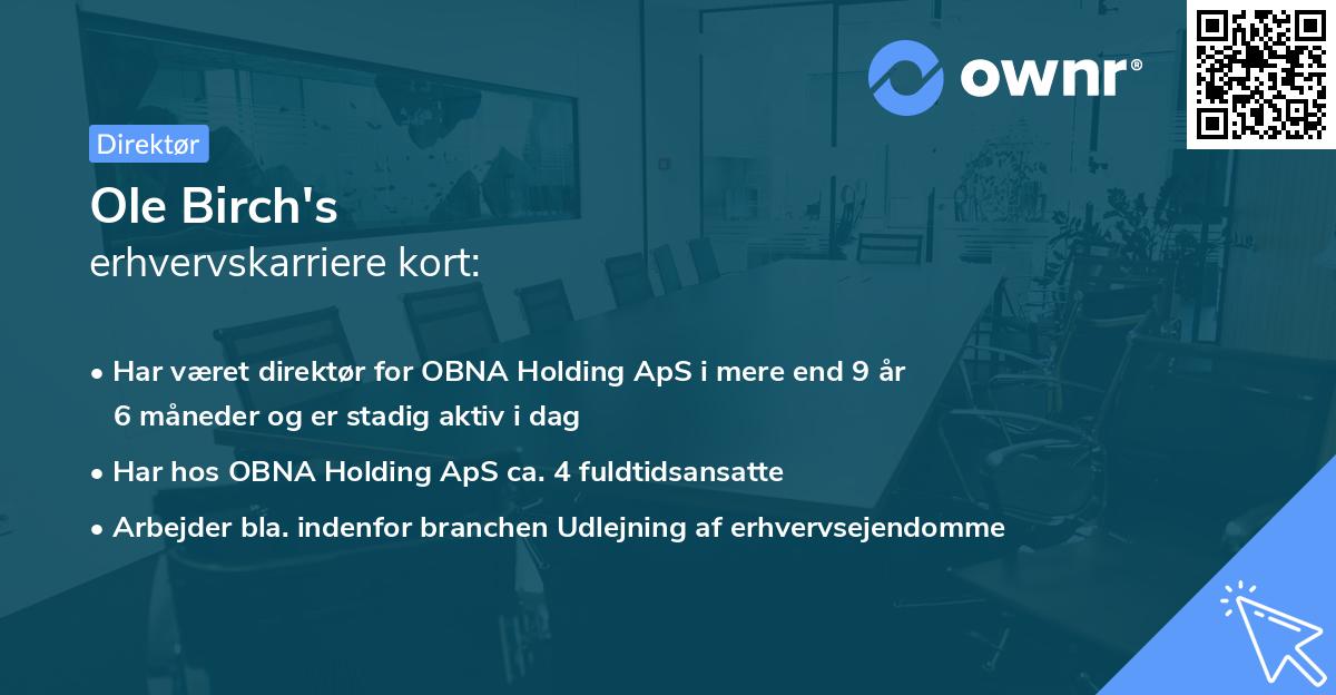 Ole Birch's erhvervskarriere kort