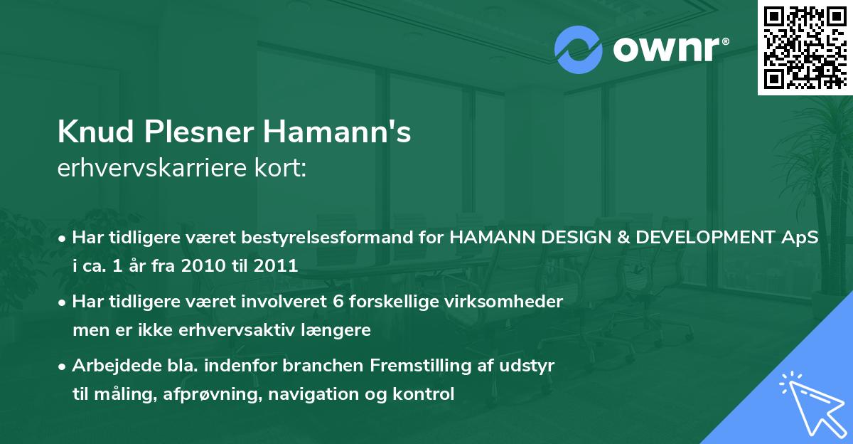 Knud Plesner Hamann's erhvervskarriere kort