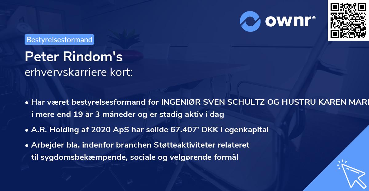 Peter Rindom's erhvervskarriere kort