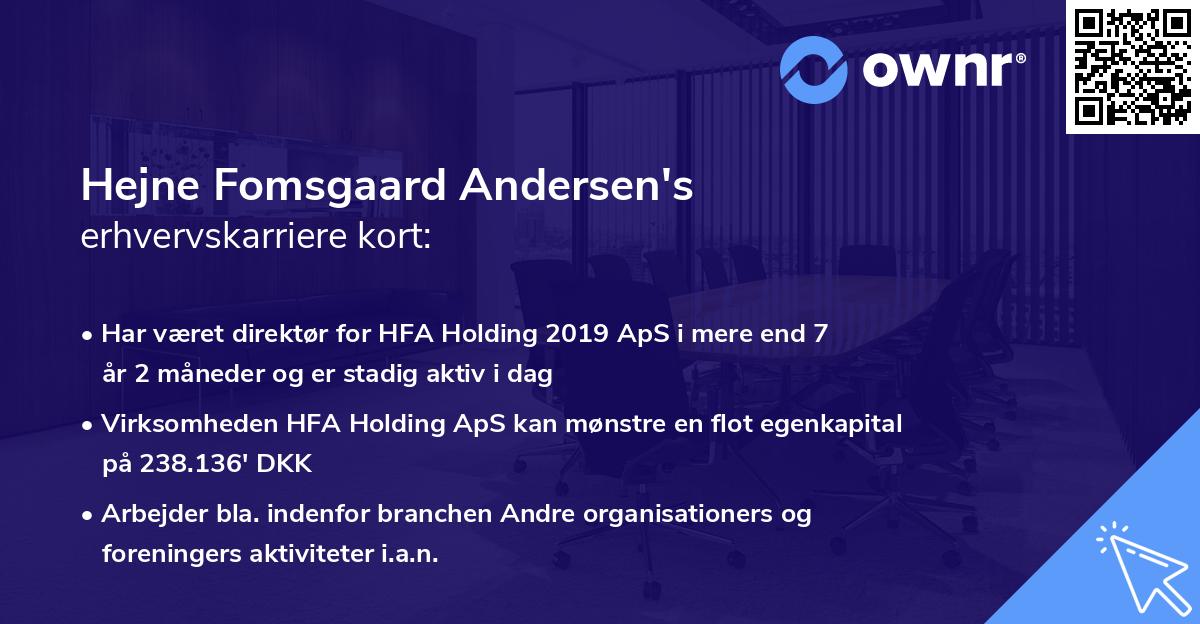 Hejne Fomsgaard Andersen's erhvervskarriere kort