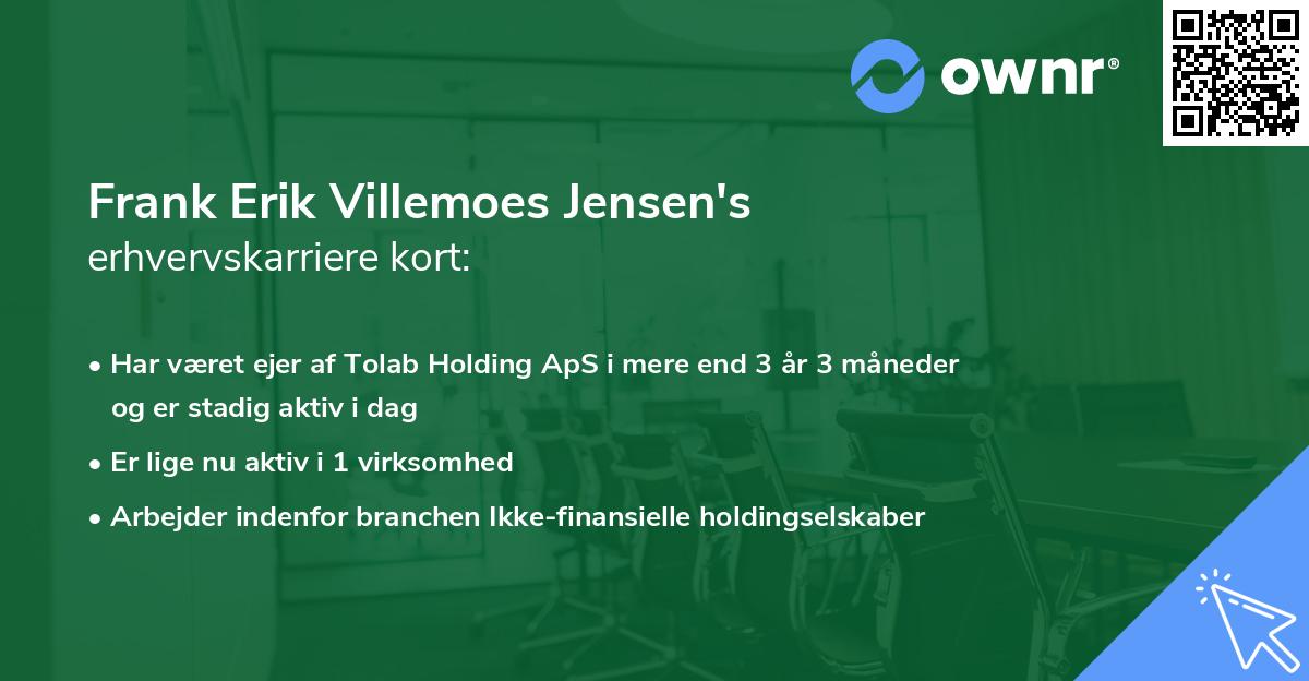 Frank Erik Villemoes Jensen's erhvervskarriere kort