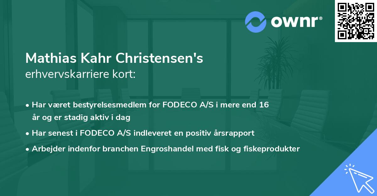 Mathias Kahr Christensen's erhvervskarriere kort