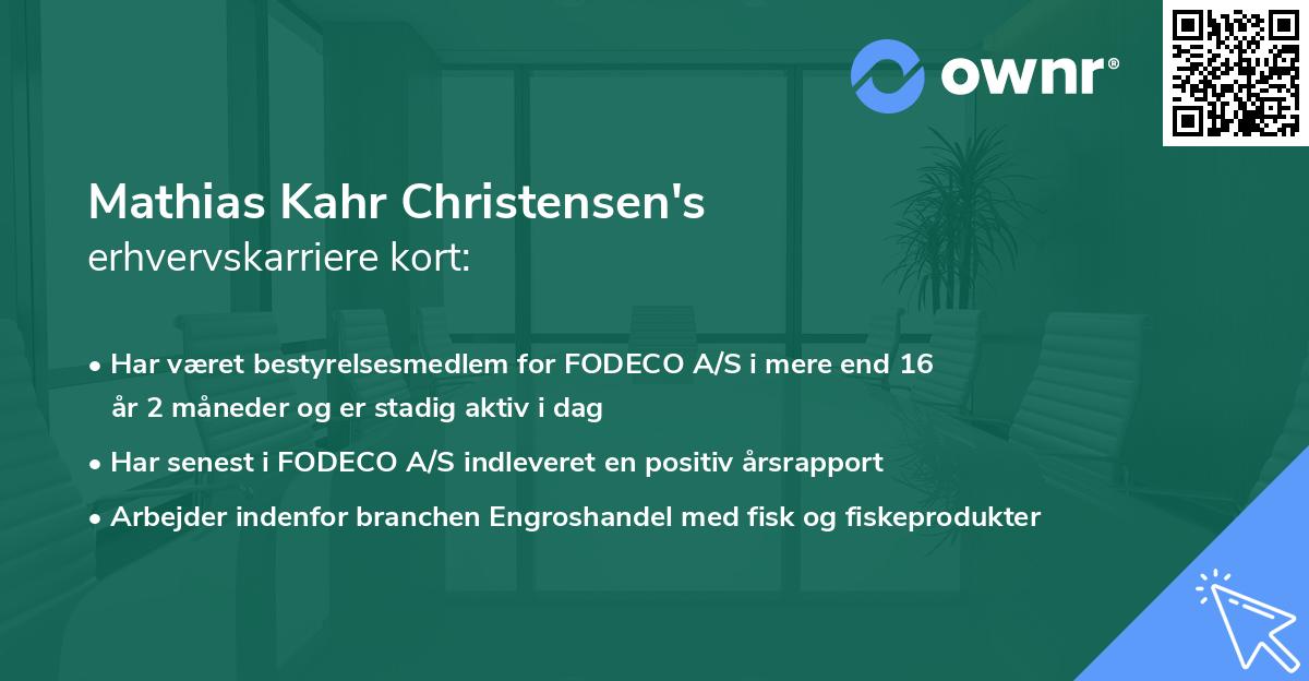 Mathias Kahr Christensen's erhvervskarriere kort