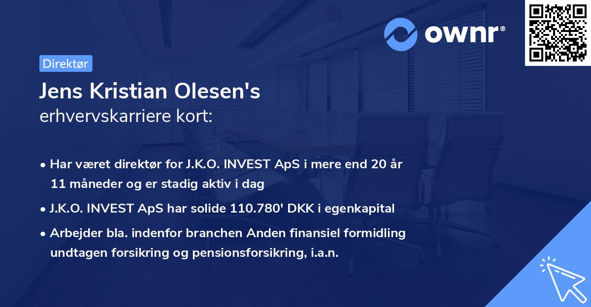 Jens Kristian Olesen's erhvervskarriere kort