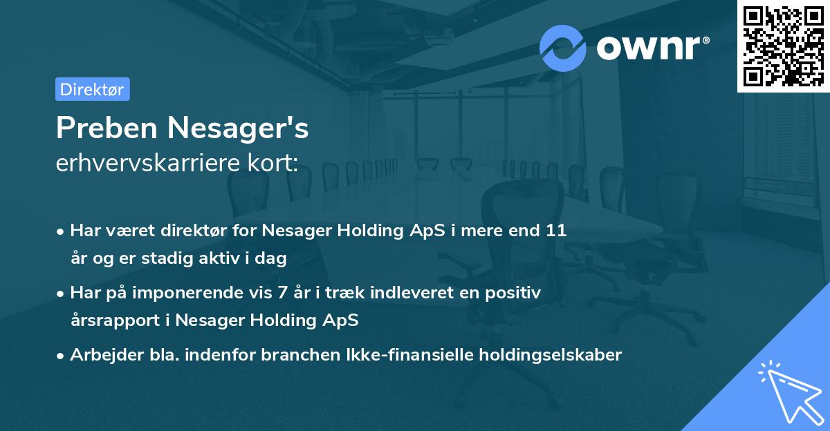 Preben Nesager's erhvervskarriere kort