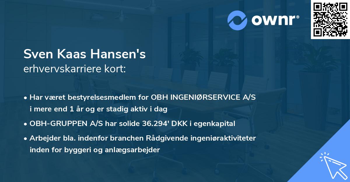 Sven Kaas Hansen's erhvervskarriere kort