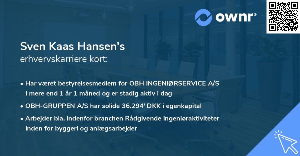 Sven Kaas Hansen's erhvervskarriere kort