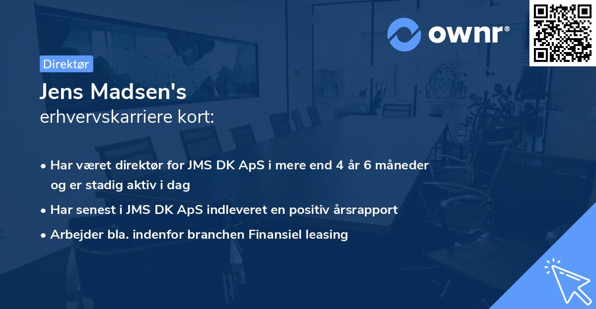 Jens Madsen's erhvervskarriere kort