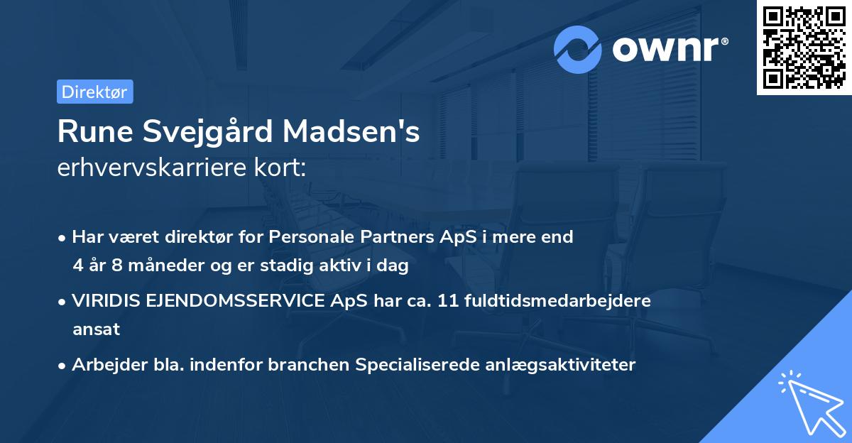 Rune Svejgård Madsen's erhvervskarriere kort