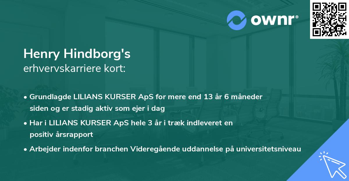Henry Hindborg's erhvervskarriere kort