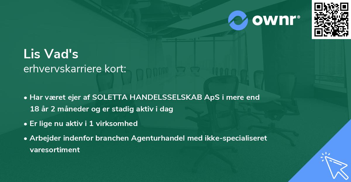 Lis Vad's erhvervskarriere kort