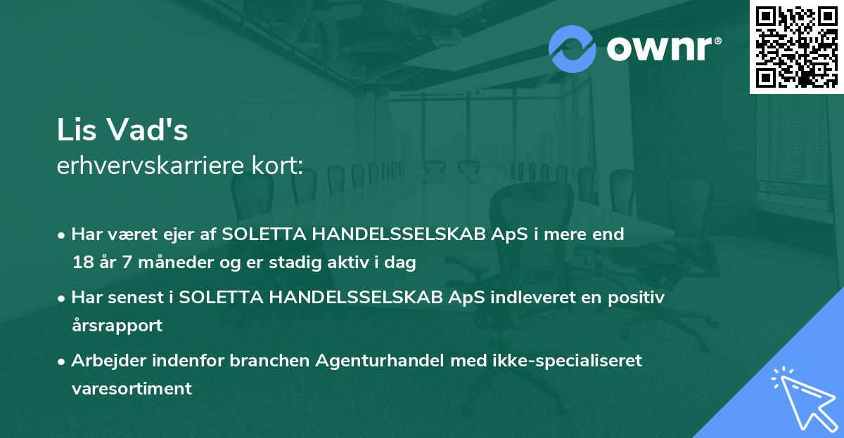 Lis Vad's erhvervskarriere kort
