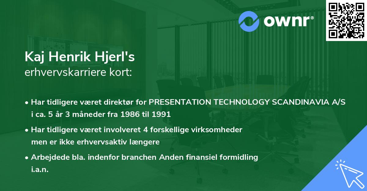 Kaj Henrik Hjerl's erhvervskarriere kort