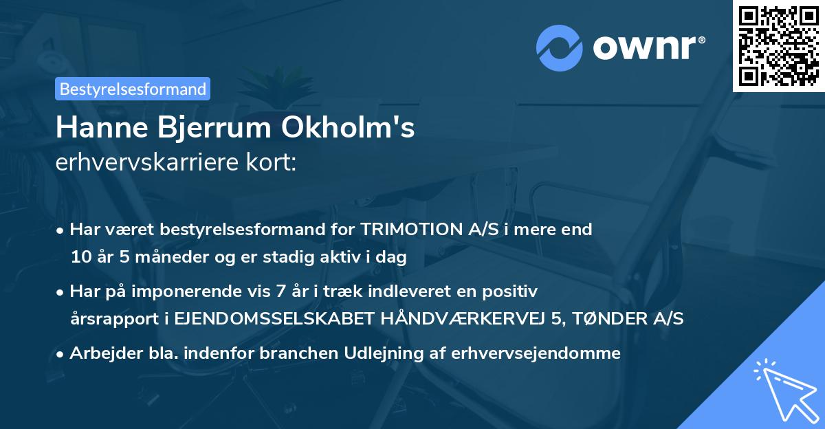 Hanne Bjerrum Okholm's erhvervskarriere kort