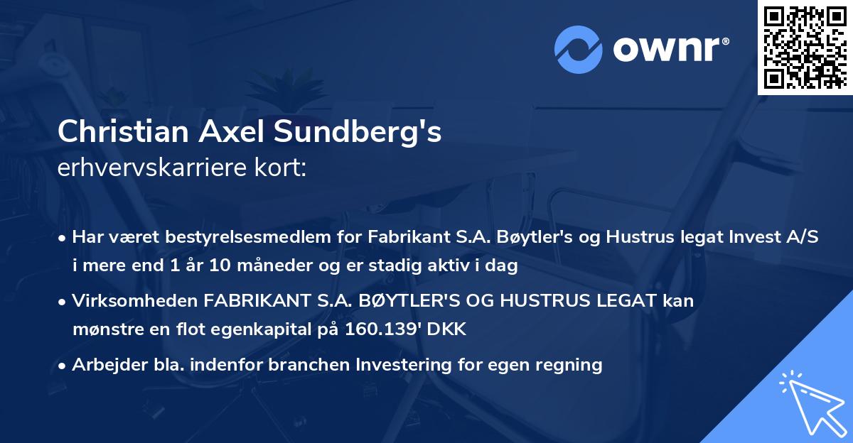 Christian Axel Sundberg's erhvervskarriere kort