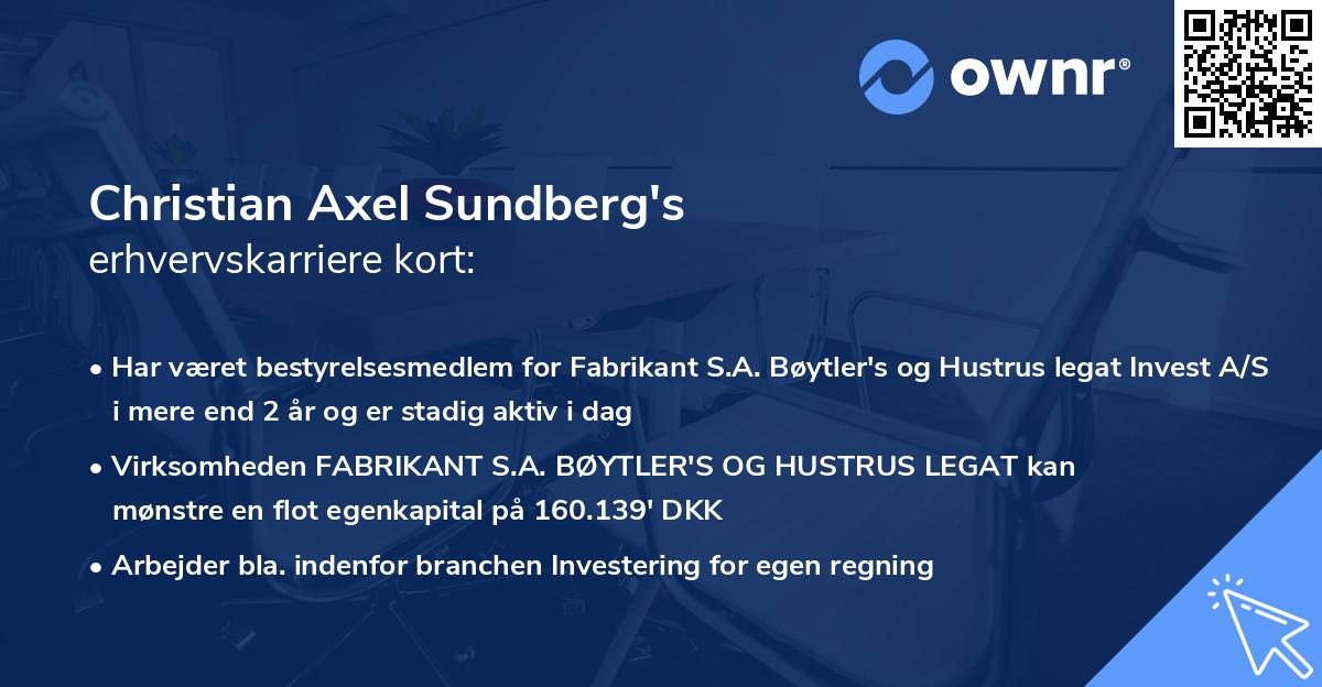 Christian Axel Sundberg's erhvervskarriere kort