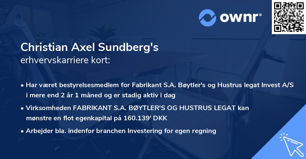 Christian Axel Sundberg's erhvervskarriere kort