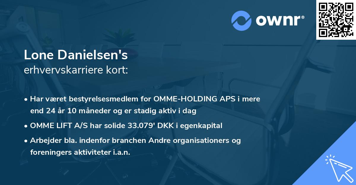 Lone Danielsen's erhvervskarriere kort