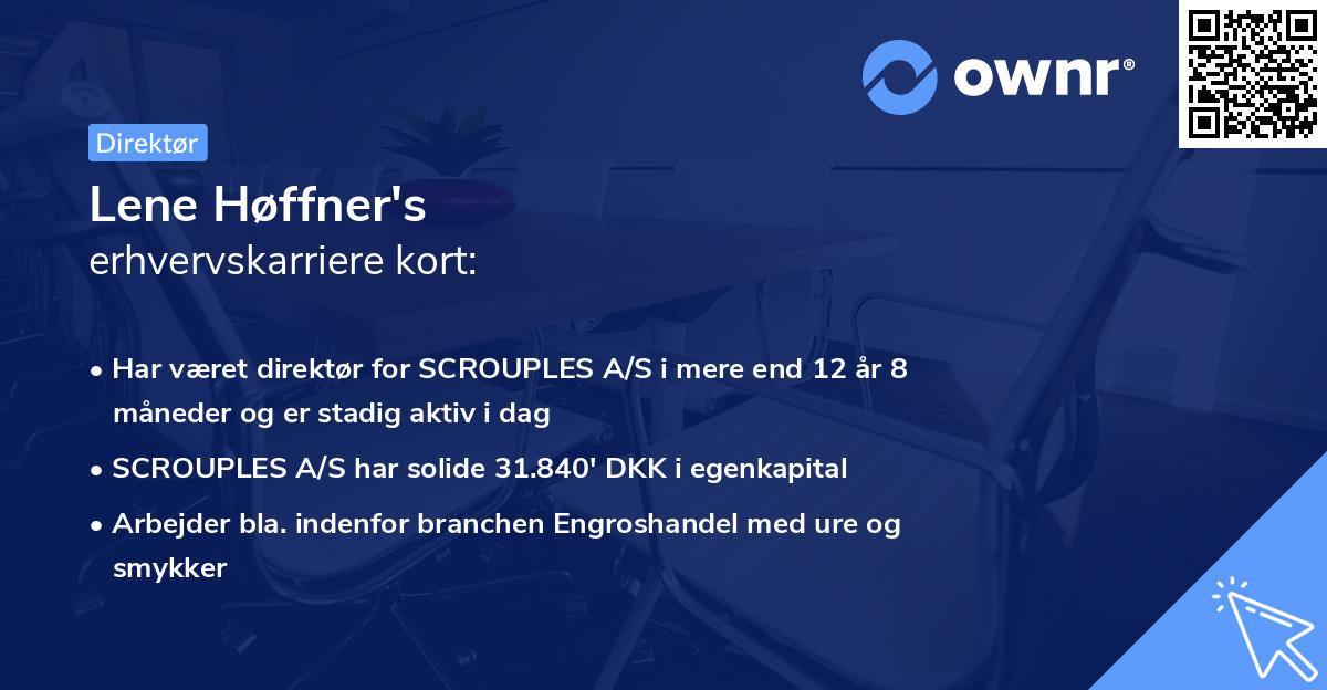 Lene Høffner's erhvervskarriere kort